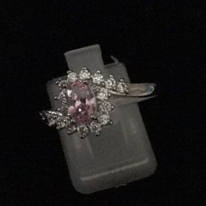 Sterling silver pink white sapphire ring